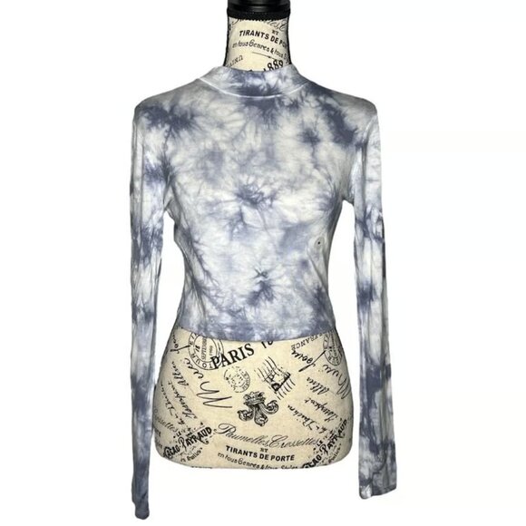Tops - Aero (M) Seriously Soft Blue Tie Dye Long Sleeve High Neck Cropped Top Shirt Tee
